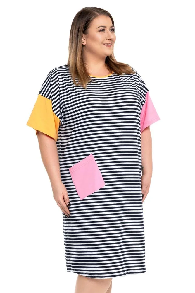 Koszula Moraj Damska Nocna W Paski Plus Size PDK4200-001 - SS/2024
