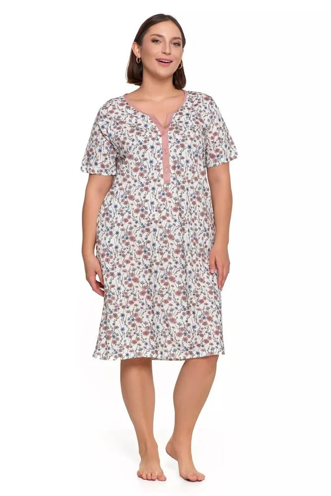 Damska Moraj Koszula Nocna Rozpinana Plus Size PDK3100-018 S/S 2025