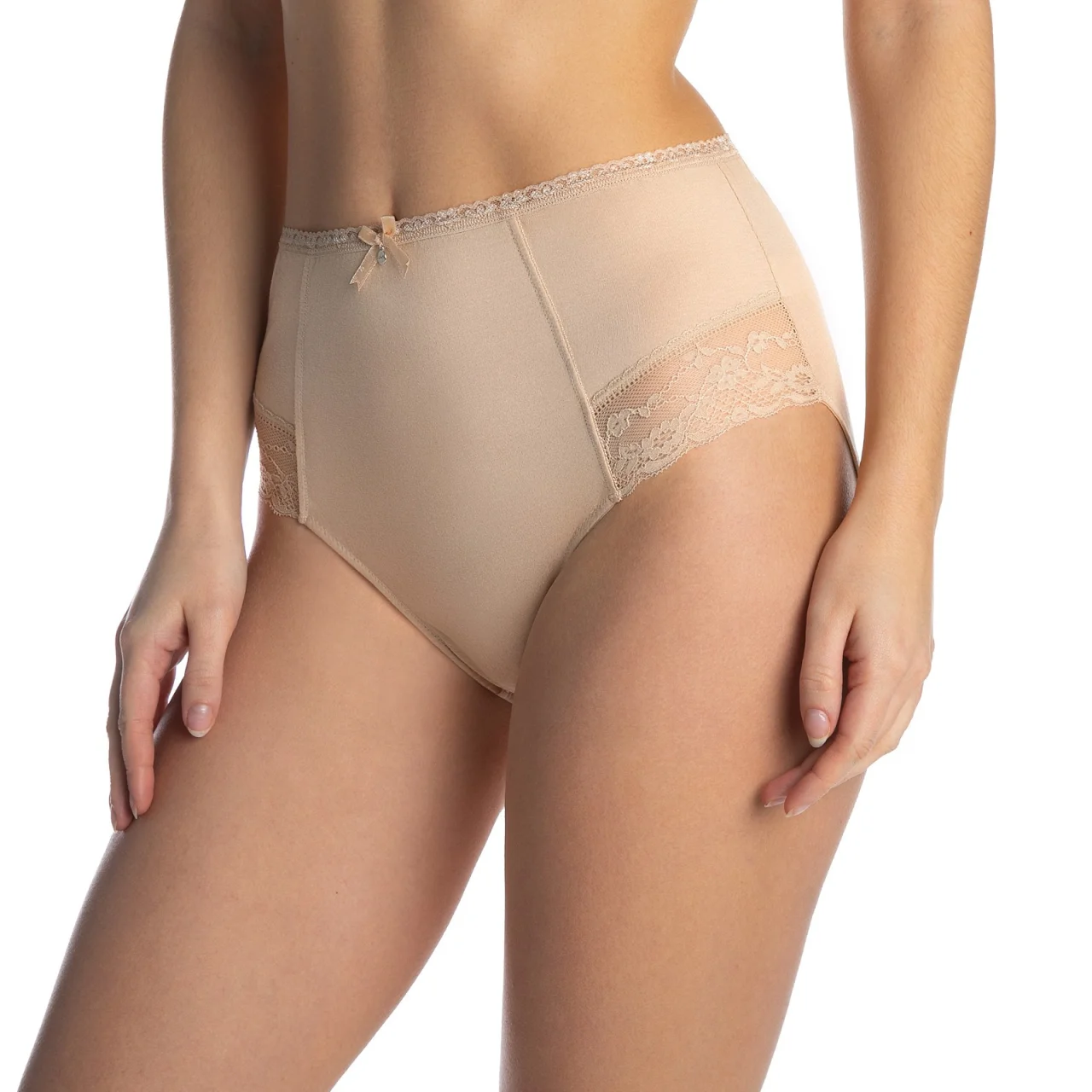 Wysokie Figi Lama W Kolorze Cielistym Midi L-4000MD-06