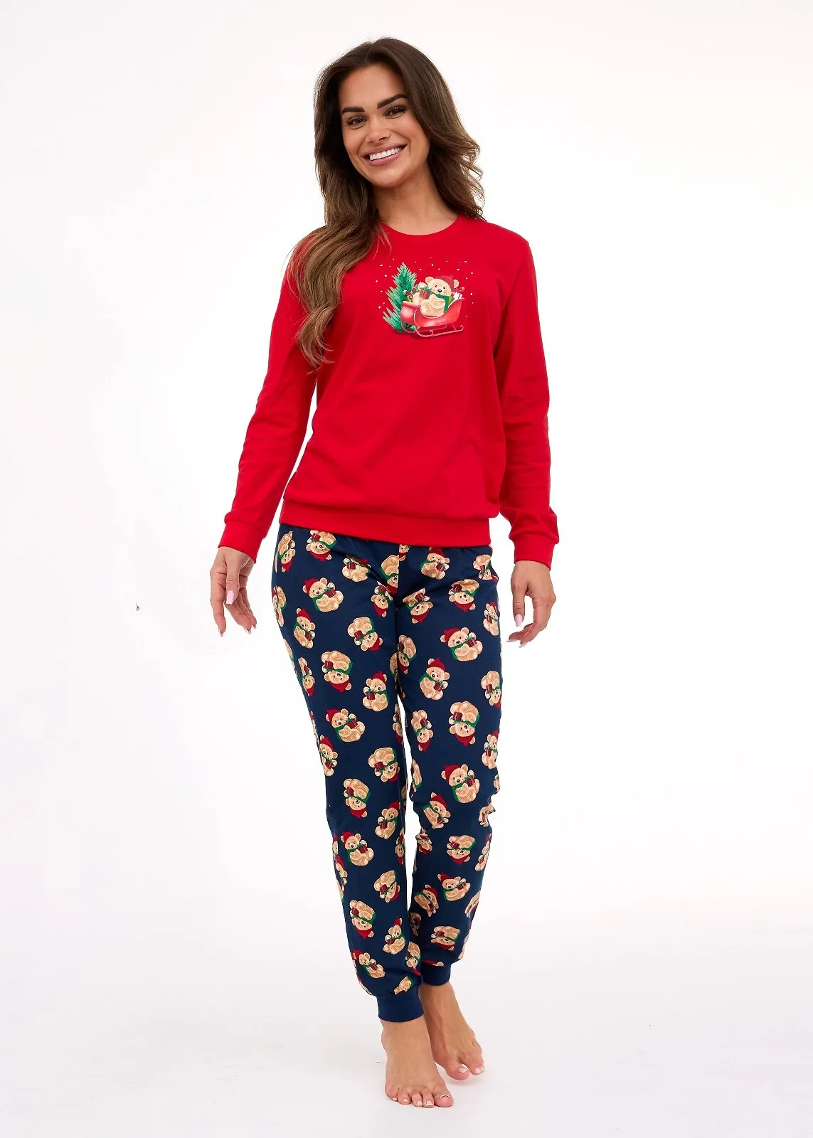 Piżama Cornette 671/422 Teddy Christmas S-2XL Damska