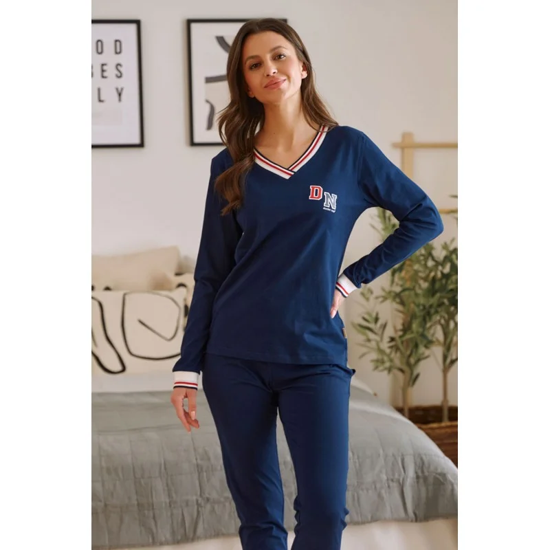 Piżama Doctor nap Nap Granatowy Komplet W Sportowym Stylu Z Ozdobnym Nadrukiem