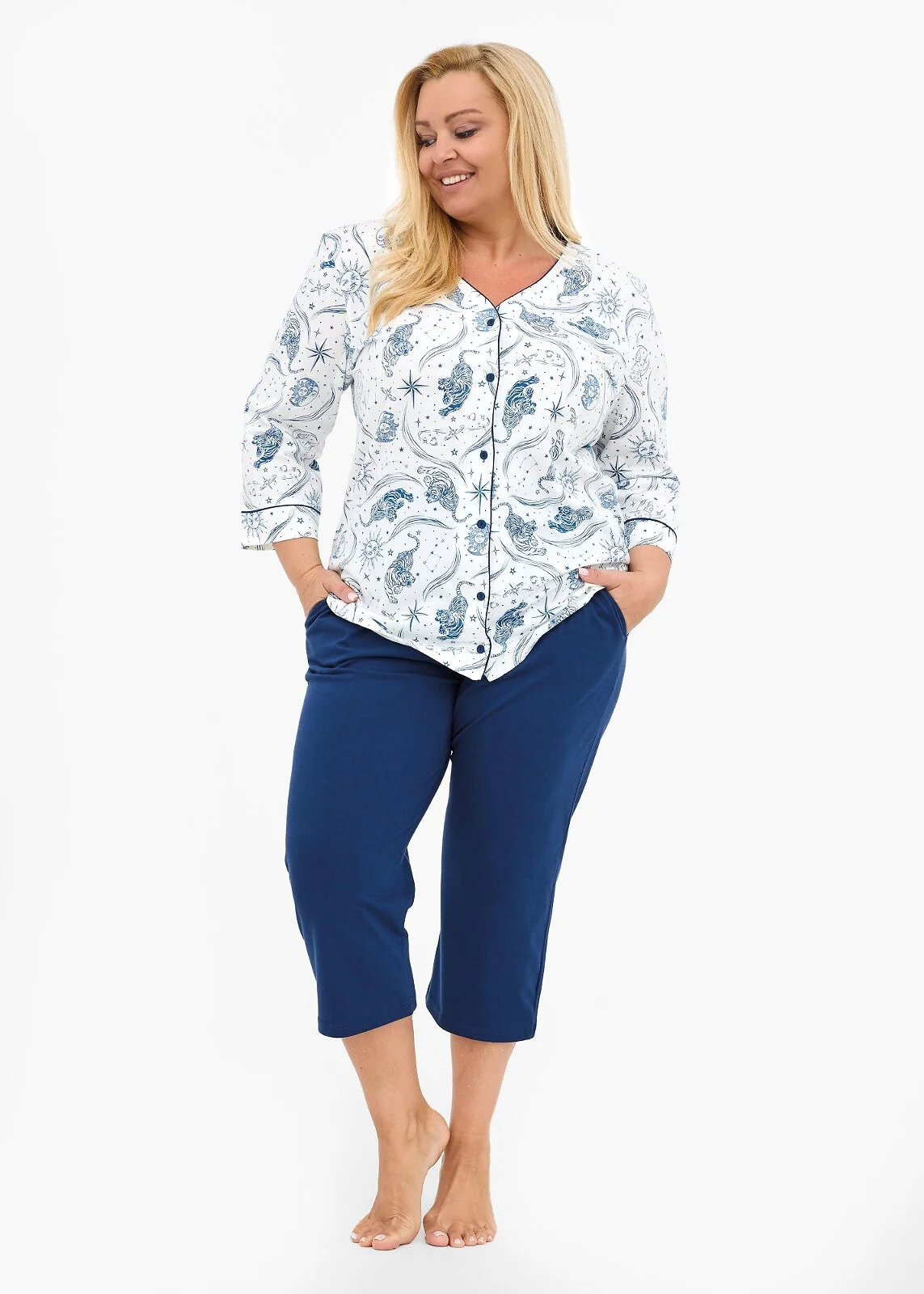 Piżama Cornette 162/446 2 3/4 3XL-5XL Damska Rozpinana