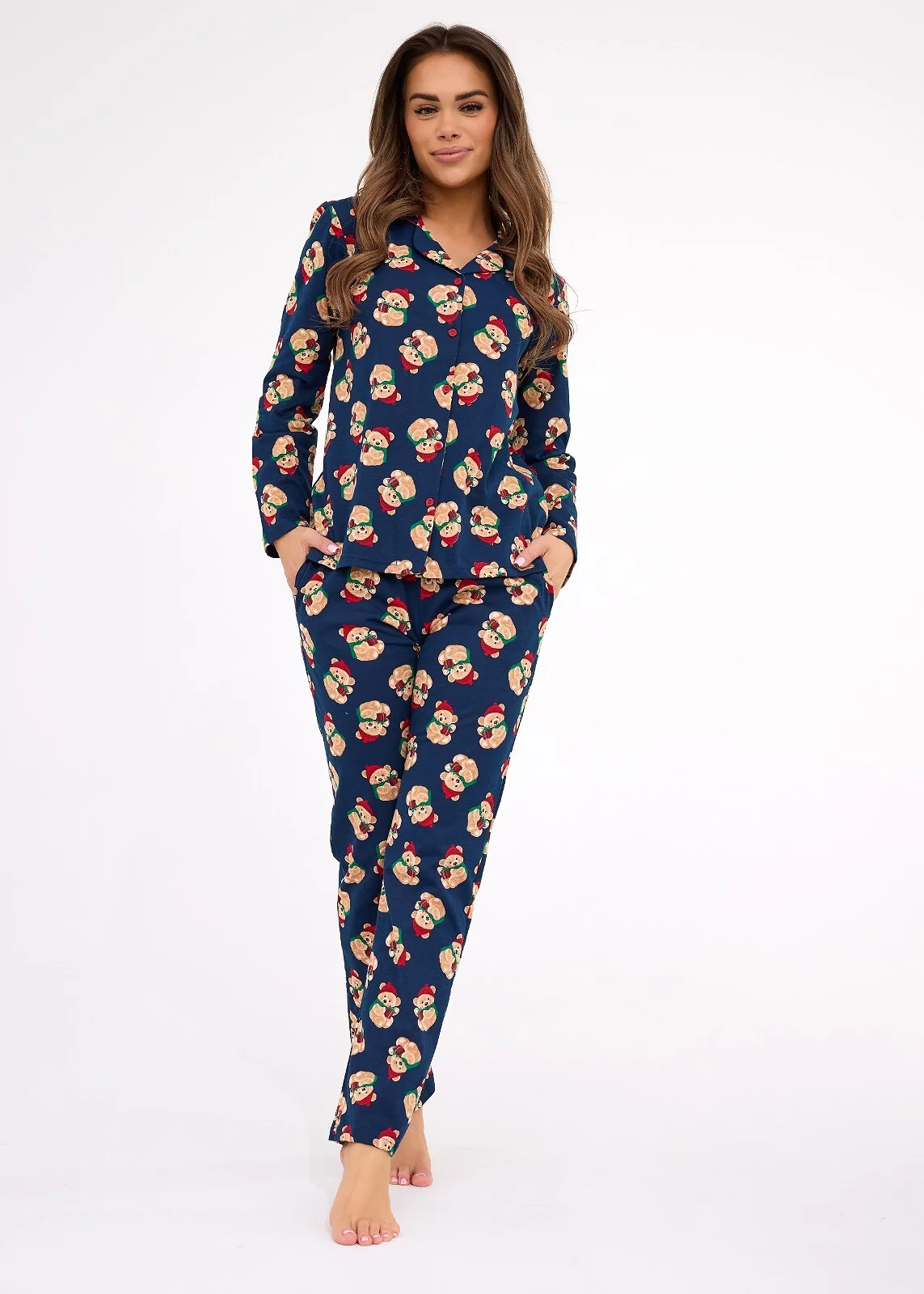 Piżama Cornette 482/459 Teddy 5 Christmas S-2XL Damska Rozpinana