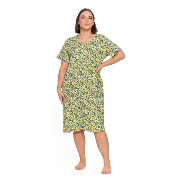 Damska Moraj Koszula Nocna Rozpinana Z Rękawem Plus Size PDK3100-014 S/S 2025
