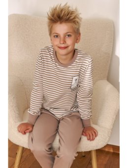Nap Dziecięca Beżowa Piżama W Paseczki Unisex Yourself