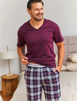 Nap Bordowa Piżama Męska Z  Szortami W