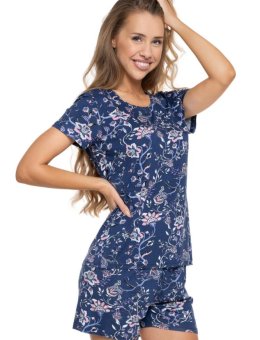 Piżama Damska W Kwiatki  Wiskoza Plus Size PDD3900-013