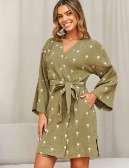 Nap Oliwkowy Szlafrok Damski Z Muślinu