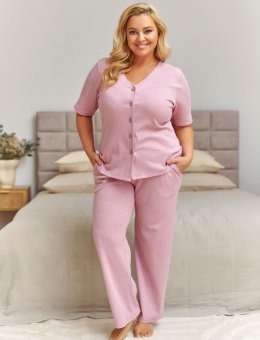 Nap Różowa Piżama Damska Z Bawełny Plus Size
