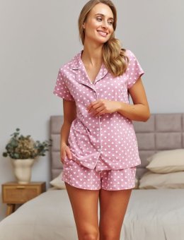 Nap Różowa Elegancka Piżamka Na Guziczki