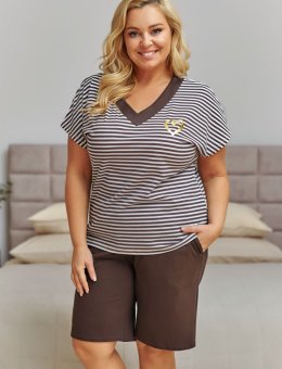 Nap Piżama Damska W Paseczki Plus Size