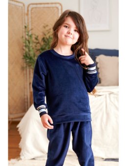 Nap Granatowa Dziecięca Piżama Z Weluru - Unisex