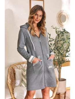 Nap Szary Szlafrok W Sportowym Stylu Z Ozdobnymi ściągaczami