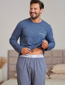 Nap Piżama Męska Z Logowaną Gumą I Spodniami W Paski