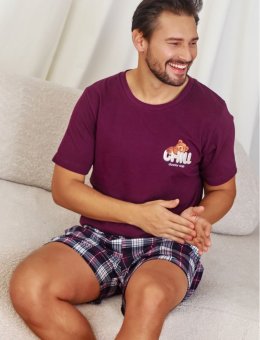 Nap Męska Piżama W Kolorze Burgundowym
