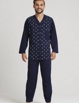 Bawełniana Piżama Męska Rozpinana W Dyżym Rozmiarze 4XL-5XL 854