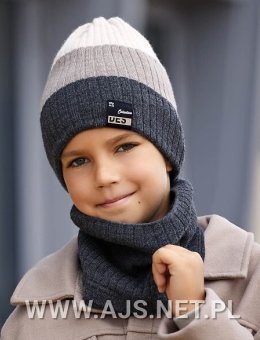 Komplet AJS 50-276 CZAPKA+TUBA/KOMIN Dwustronny Chłopięcy