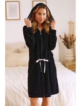 Nap Czarny Szlafrok Welurowy Od S Do 3XL