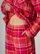 dwuczęściowa piżama damska w kratę key lns 433 - kolor pomarańczowy/czerwony