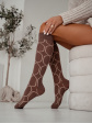 Podkolanówki Milena 0248-017 Ozdobny Splot 37-41 - kolor cappuccino, bawełna