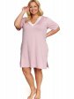 nap koszula nocna z wiskozy w kolorze pudrowego różu plus size