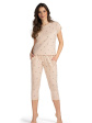 Piżama Belle Reverie Mireille S-XL - kolor beżowy, krótki rękaw