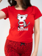 piżama damska kotek - kolor czerwony