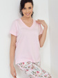 piżama damska 167 - kolor jasny różowy/kwiaty różówe