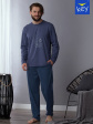 Piżama KEY MNS 744 B21 M-2XL - kolor jeans, długi rękaw