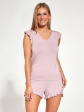 Piżama Cornette 824/261 Julie S-2XL - kolor różowy, krótki rękaw