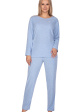 Piżama Damska Frotte 643a - kolor niebieski, długi rękaw