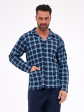Piżama Cornette 114/81 S-2XL Męska Rozpinana - kolor granatowy, rozpinane