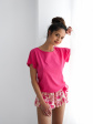 Piżama Sensis Madalena S-XL - kolor różowy, krótki rękaw