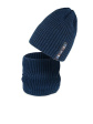 Komplet AJS 50-214 Czapka+komin Dwustronny Chłpięcy - kolor jeans melanż ciemny, czapki