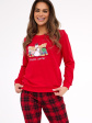 piżama cornette 671/421 christmas s-2xl damska - kolor czerwony