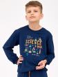 Piżama BOY Young 267/165 Science - kolor granatowy, długi rękaw