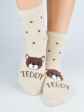 Skarpety Sp017 Puchate Teddy - kolor jasny beżowy, wzorzyste
