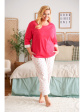 Nap Malinowa Piżama Plus Size Ze Spodniami W Kwiatuszki, piżamy