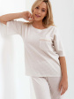 Piżama Damska 233 R.2XL - kolor jasny beżowy/paski, krótki rękaw