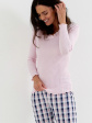 Piżama Damska 219 - kolor różowy/kratka, długi rękaw
