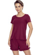 Piżama Beatrice 2XL-3XL - kolor bordowy, krótki rękaw