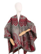 Poncho ART OF Polo 23447 Paisley - kolor szary-bordowy