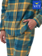 piżama damska flanela lns 407 b23 - kolor zielony/paski