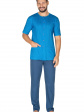 Piżama Męska 600 - kolor niebieski, kr\.rękaw\-dł\.spodnie