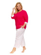 Nap Malinowa Piżama Plus Size Ze Spodniami W Kwiatuszki