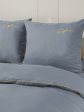 Pościel Cotton World 220x200 Haft FHL-2838 220x200 - kolor popiel