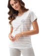 piżama damska 696 - kolor biały/szare paski