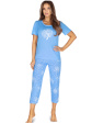 Piżama Damska gługi rękaw, długie spodnie Regina 624 - kolor niebieski, krótki rękaw