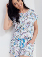 Piżama Damska 172 - kolor kwiaty niebieskie, krótki rękaw