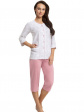 damska piżama rozpinana z bawełny luna 638 3/4 - kolor różowy